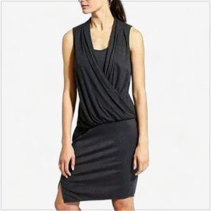 Athleta Charcoal Gray Duet Wrap Draped Stretch Knit Sleeveless Dress Size S